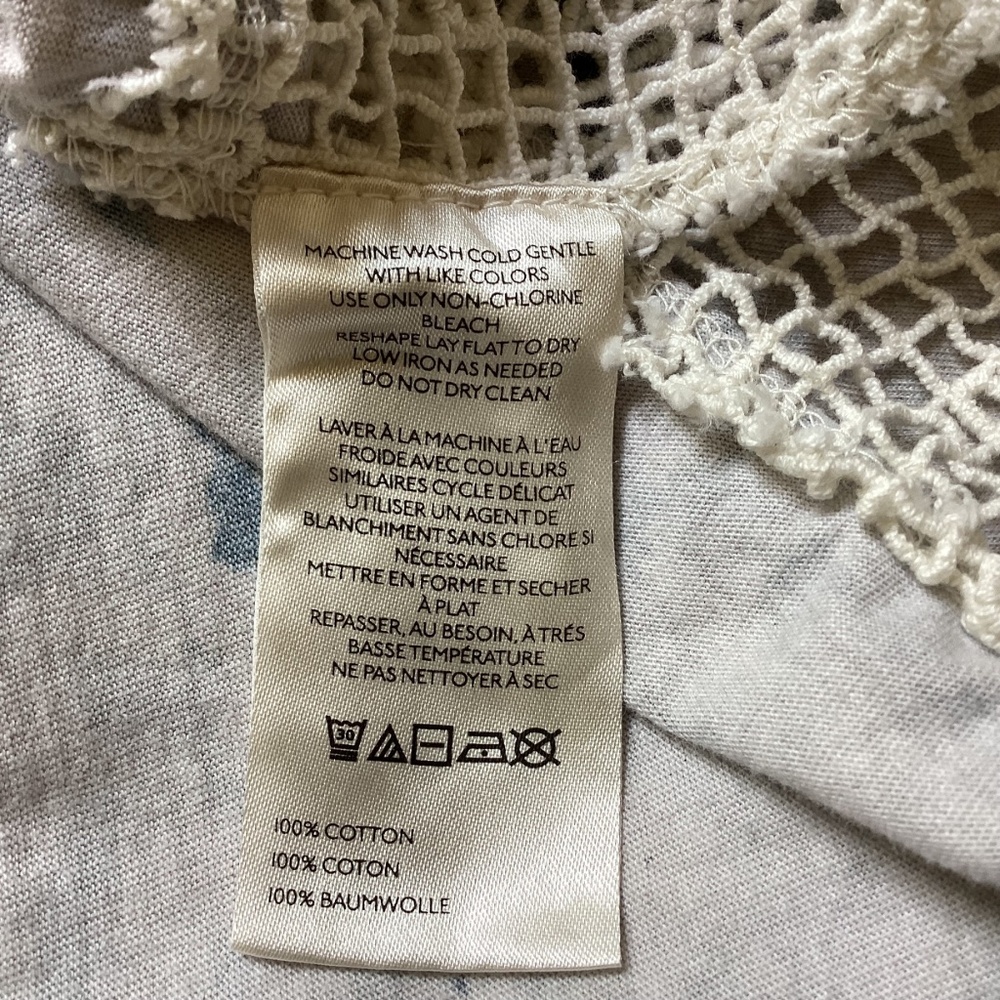 Anthropologie Pilcro Mixed Media Torn Lace Tee Blouse Short Sleeve Top Boho - Picture 9 of 12